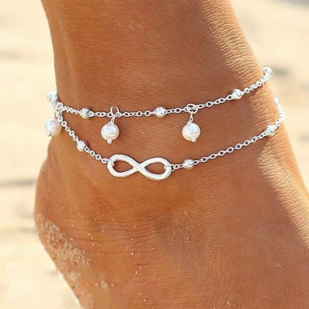 White Silver Pearl Modern Looks Single Anklet