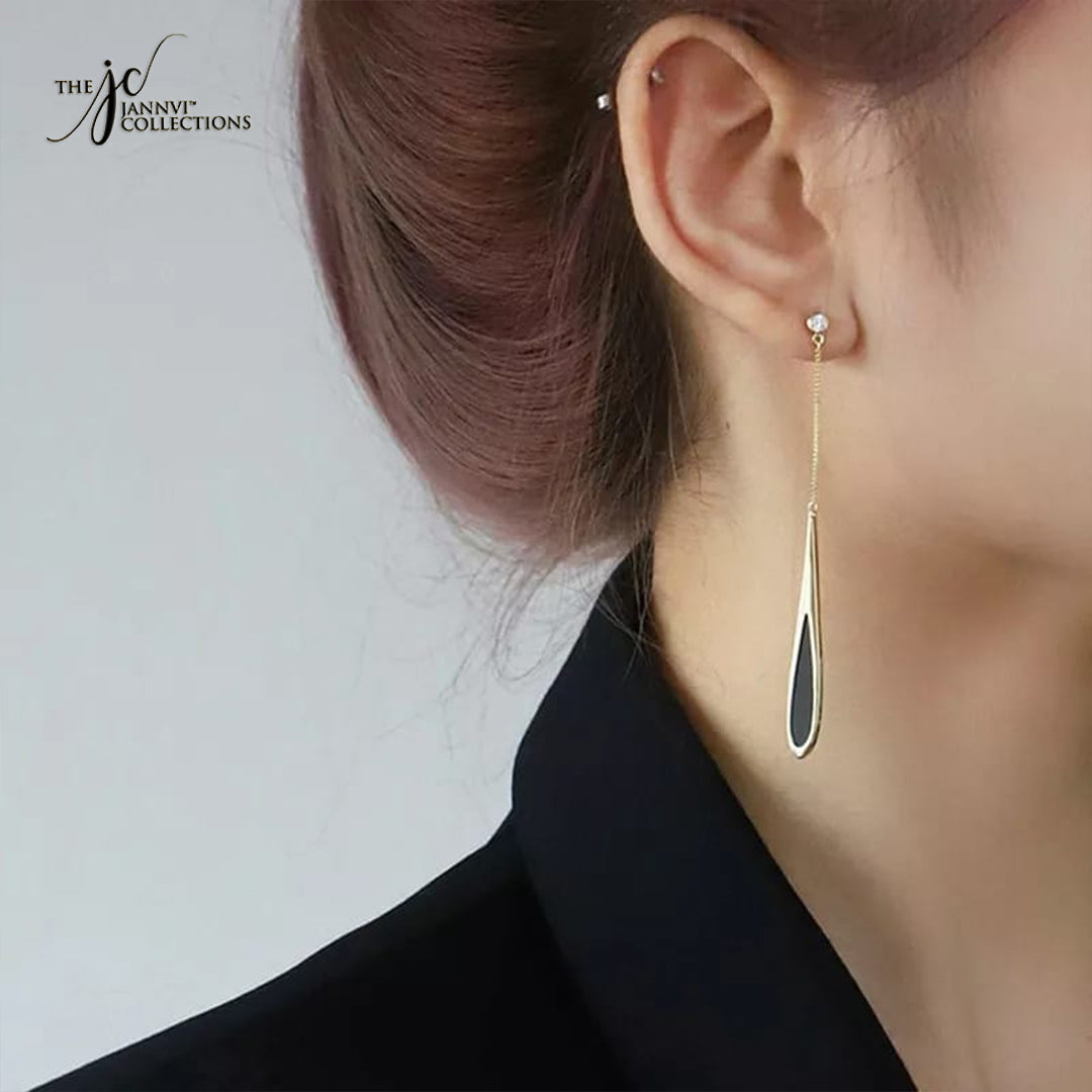 Black Drop Tassel Earrings