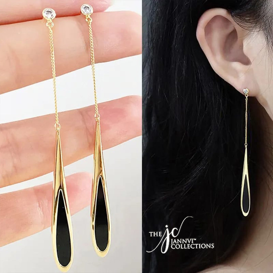Black Drop Tassel Earrings