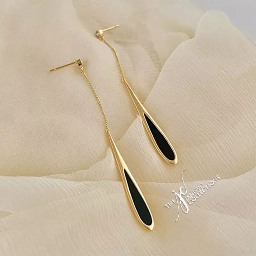 Black Drop Tassel Earrings