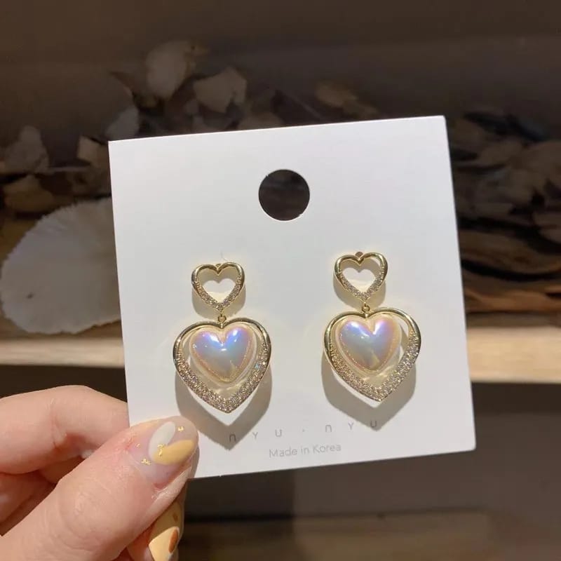 Heart Shape Rhinestones Earrings