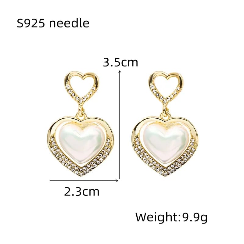 Heart Shape Rhinestones Earrings