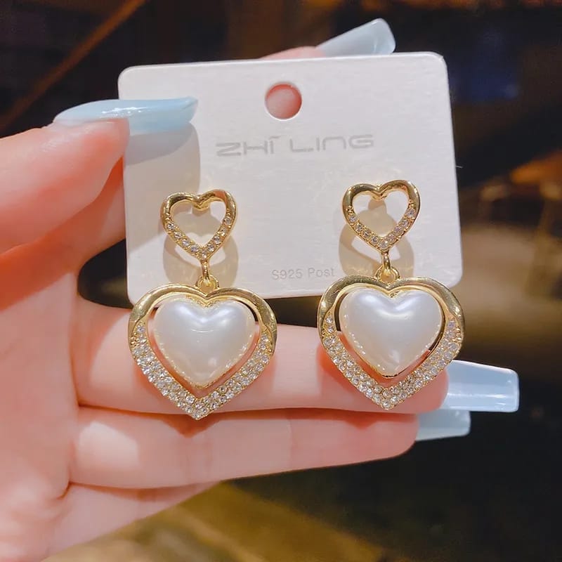 Heart Shape Rhinestones Earrings