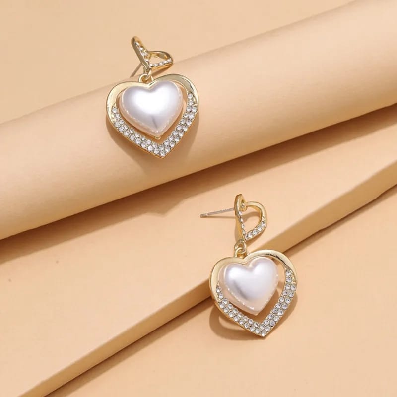 Heart Shape Rhinestones Earrings