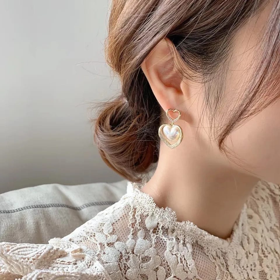 Heart Shape Rhinestones Earrings