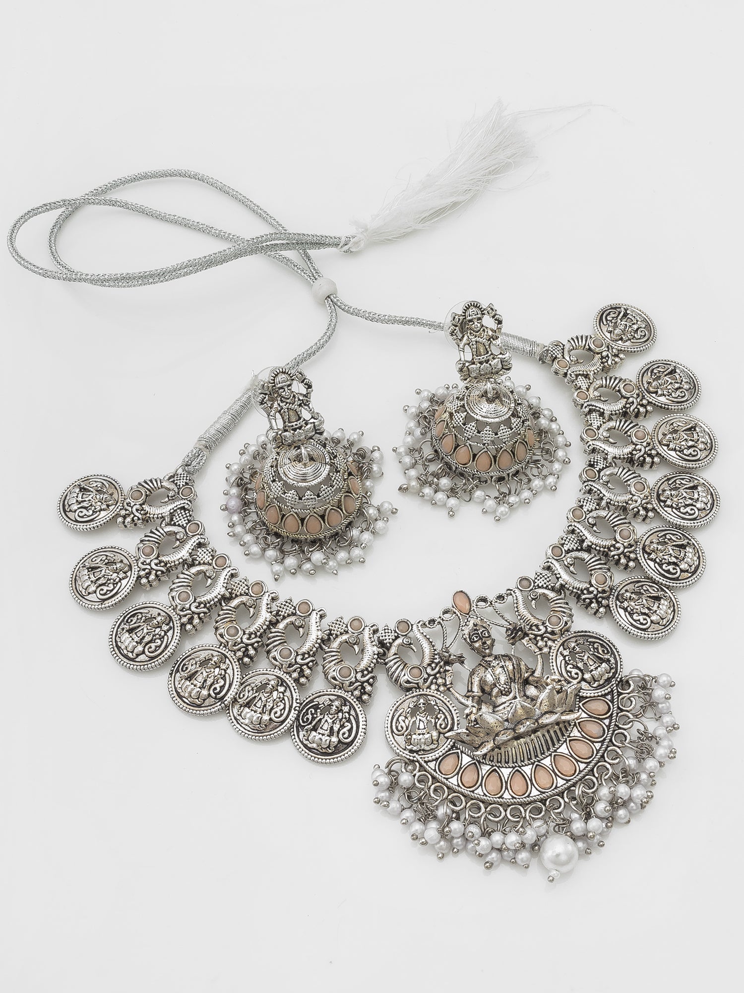 White Oxidized Studded Set