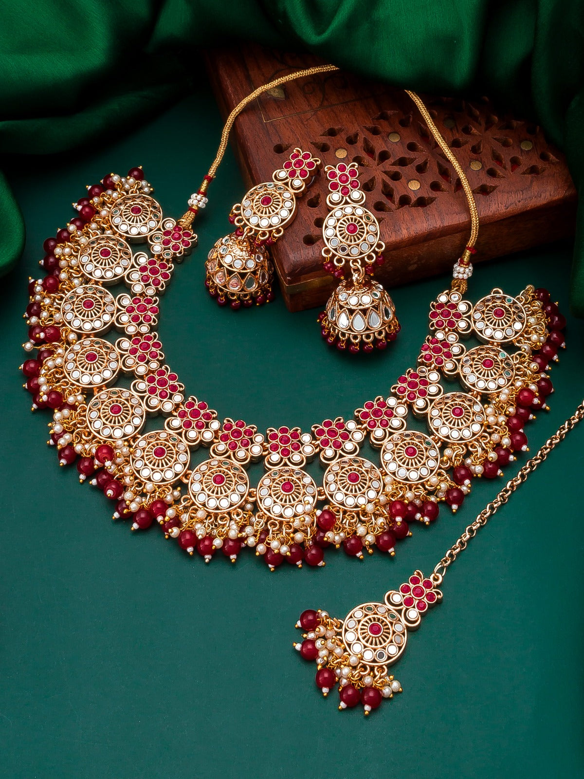 Red Meenakari Necklace
