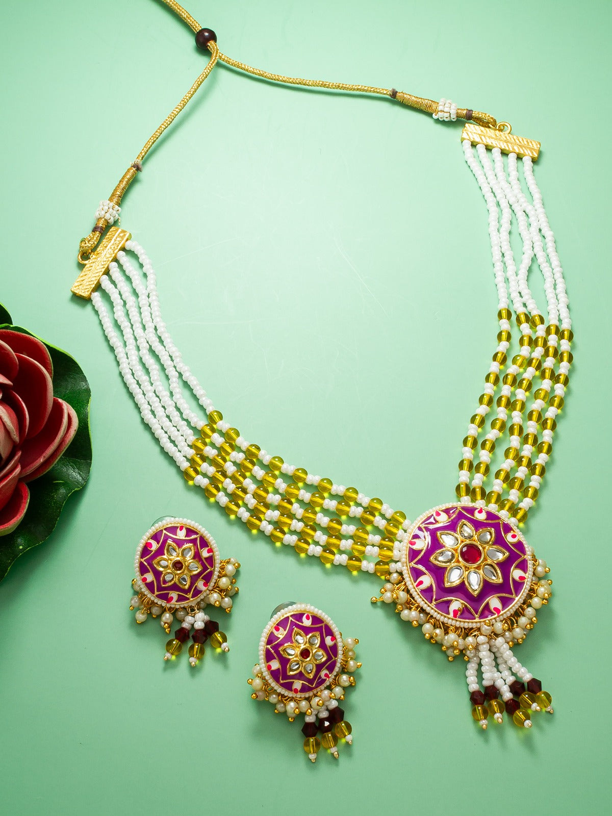 Pink Green Long necklace