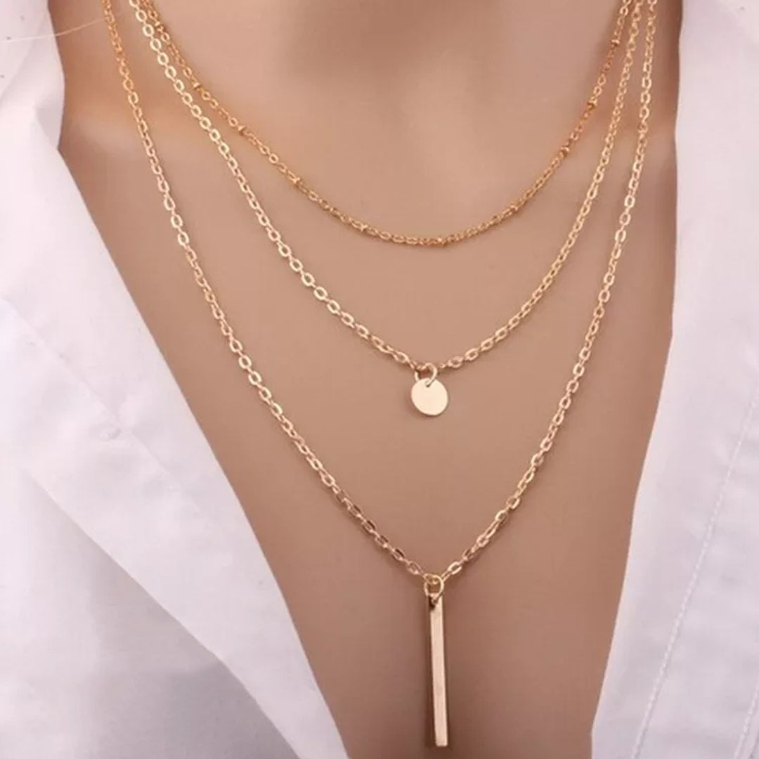 Stick Bar with Three Chain Necklace
