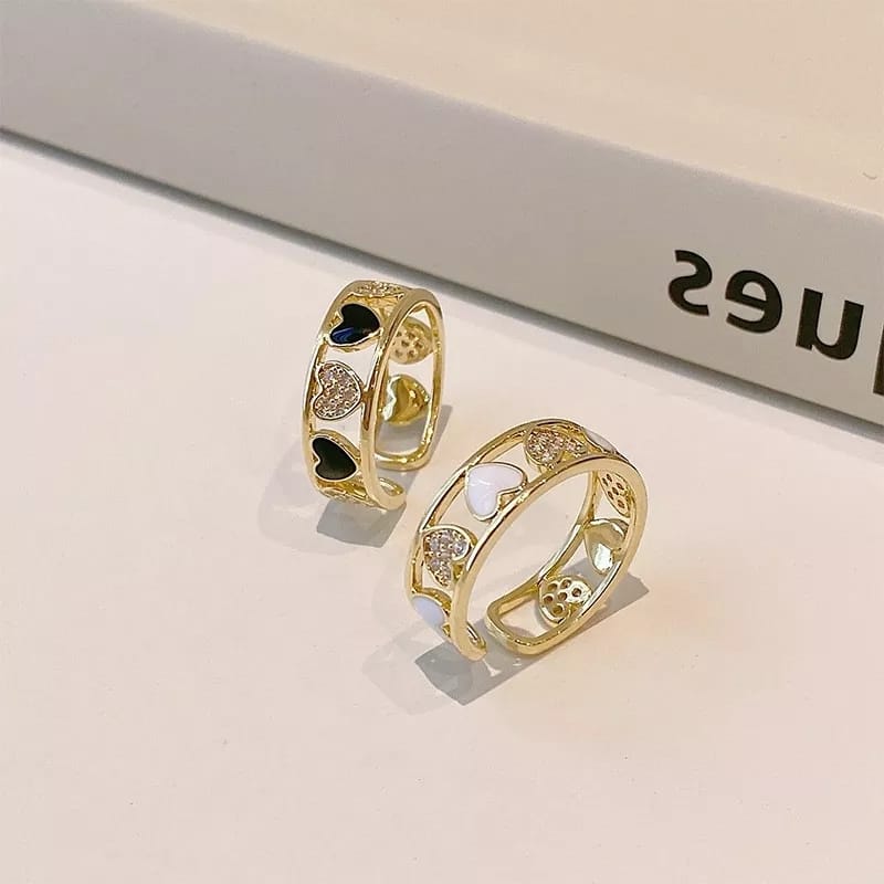 Adjustable zircon rings set of 2