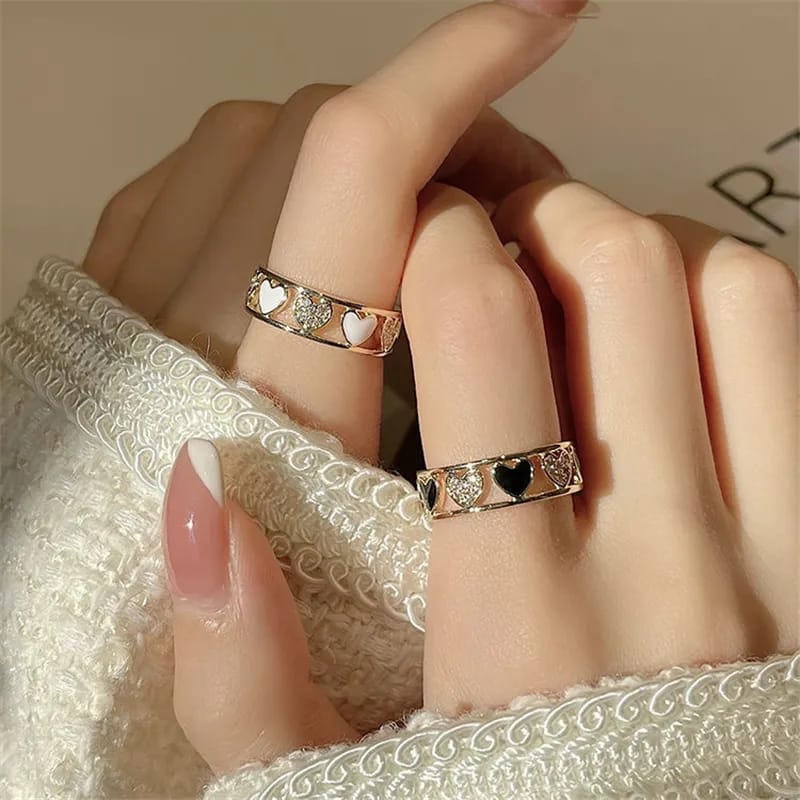 Adjustable zircon rings set of 2