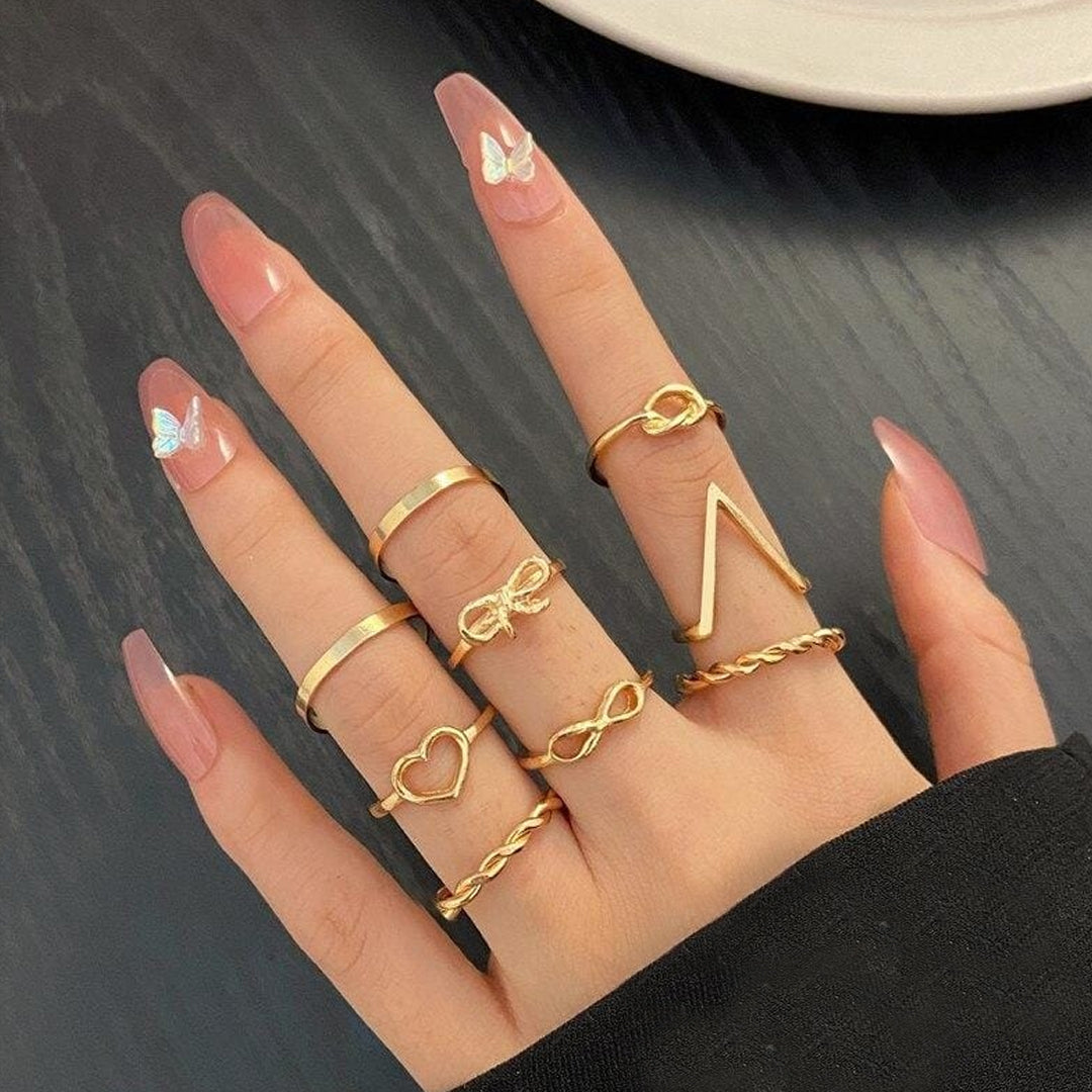 Multi Fashionable 9 Rings Combo