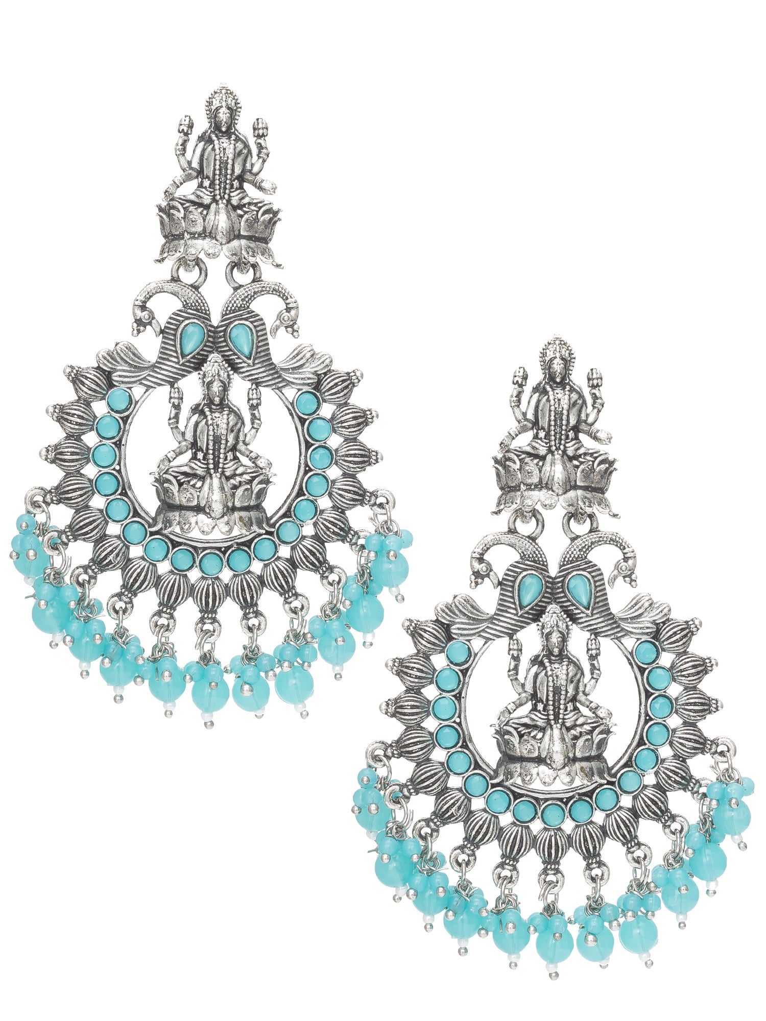 Oxidised Skyblue Chandbali