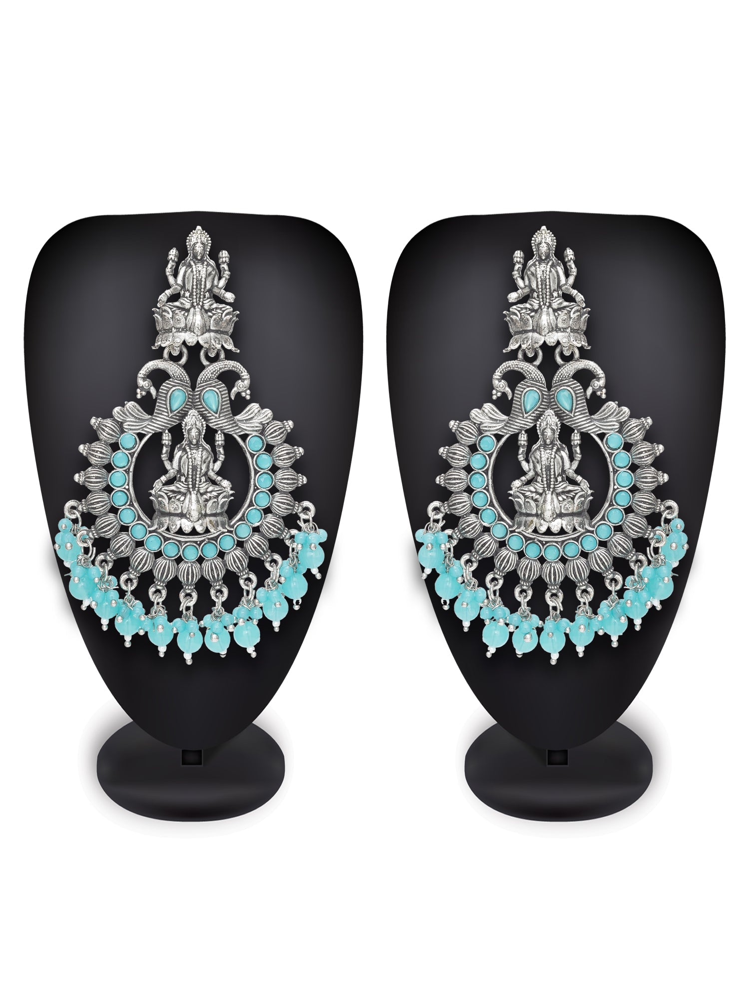 Oxidised Skyblue Chandbali