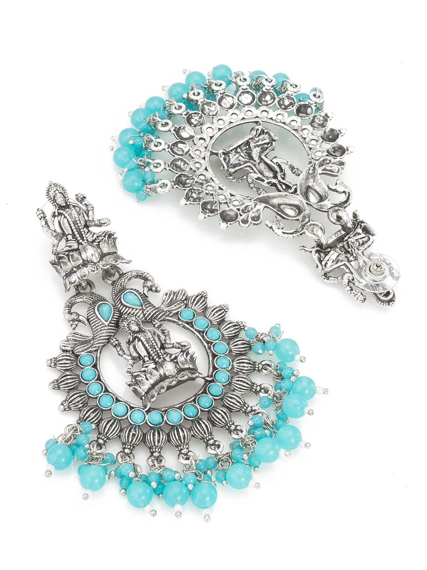 Oxidised Skyblue Chandbali