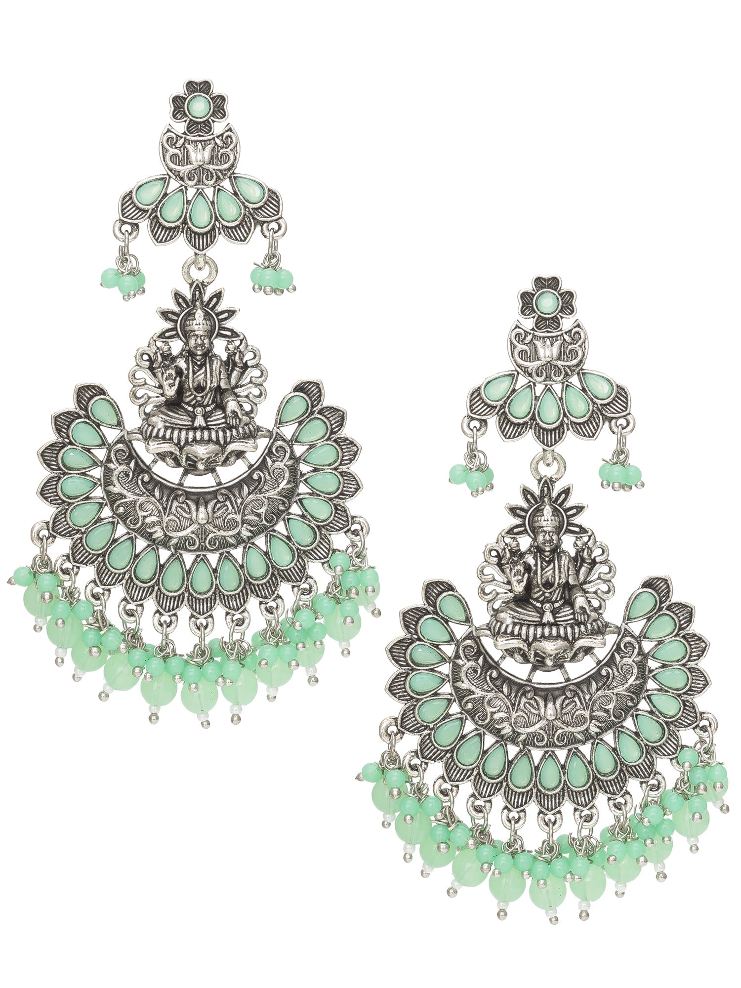 Oxidised Light Green Chandbali