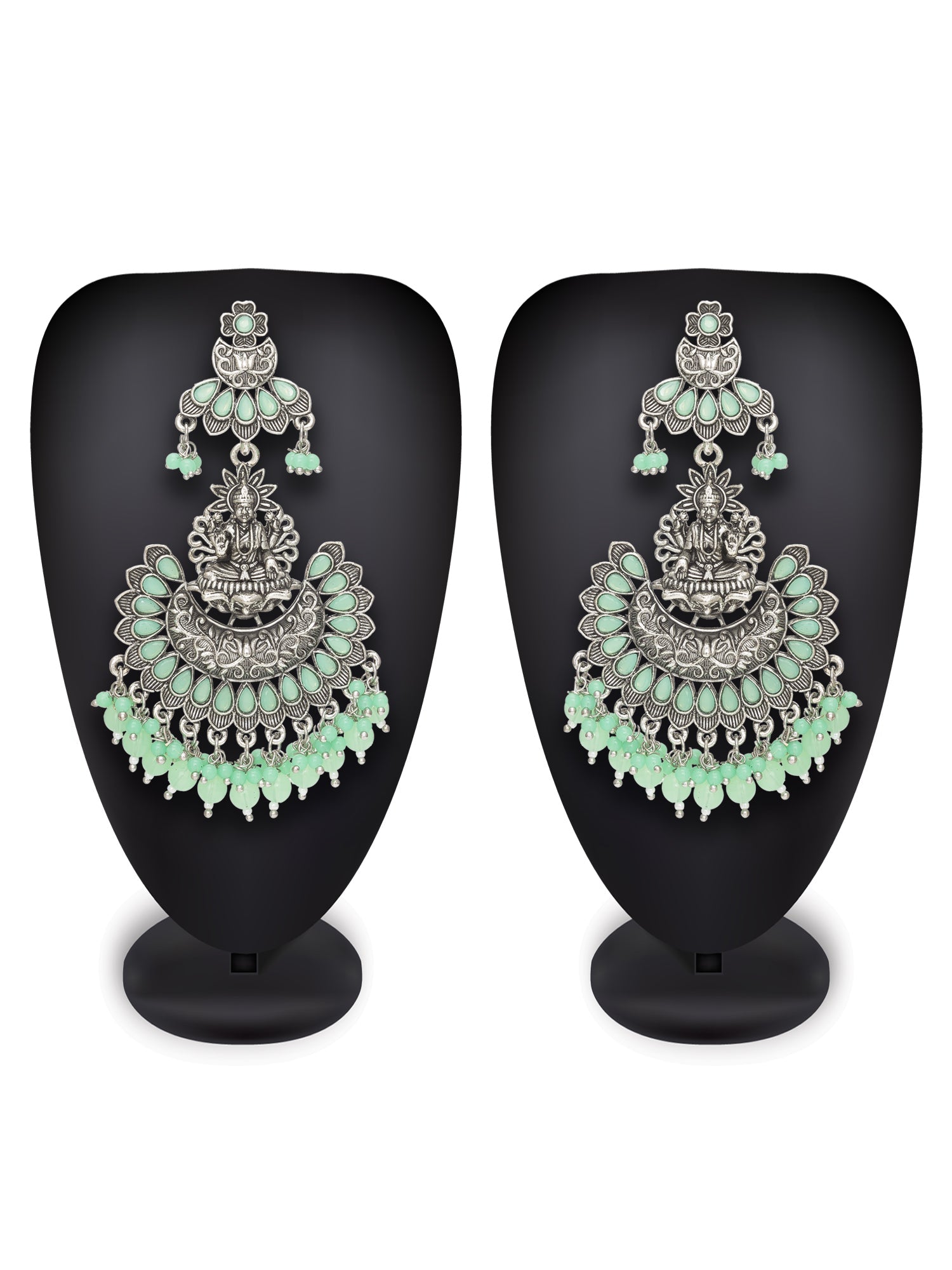 Oxidised Light Green Chandbali