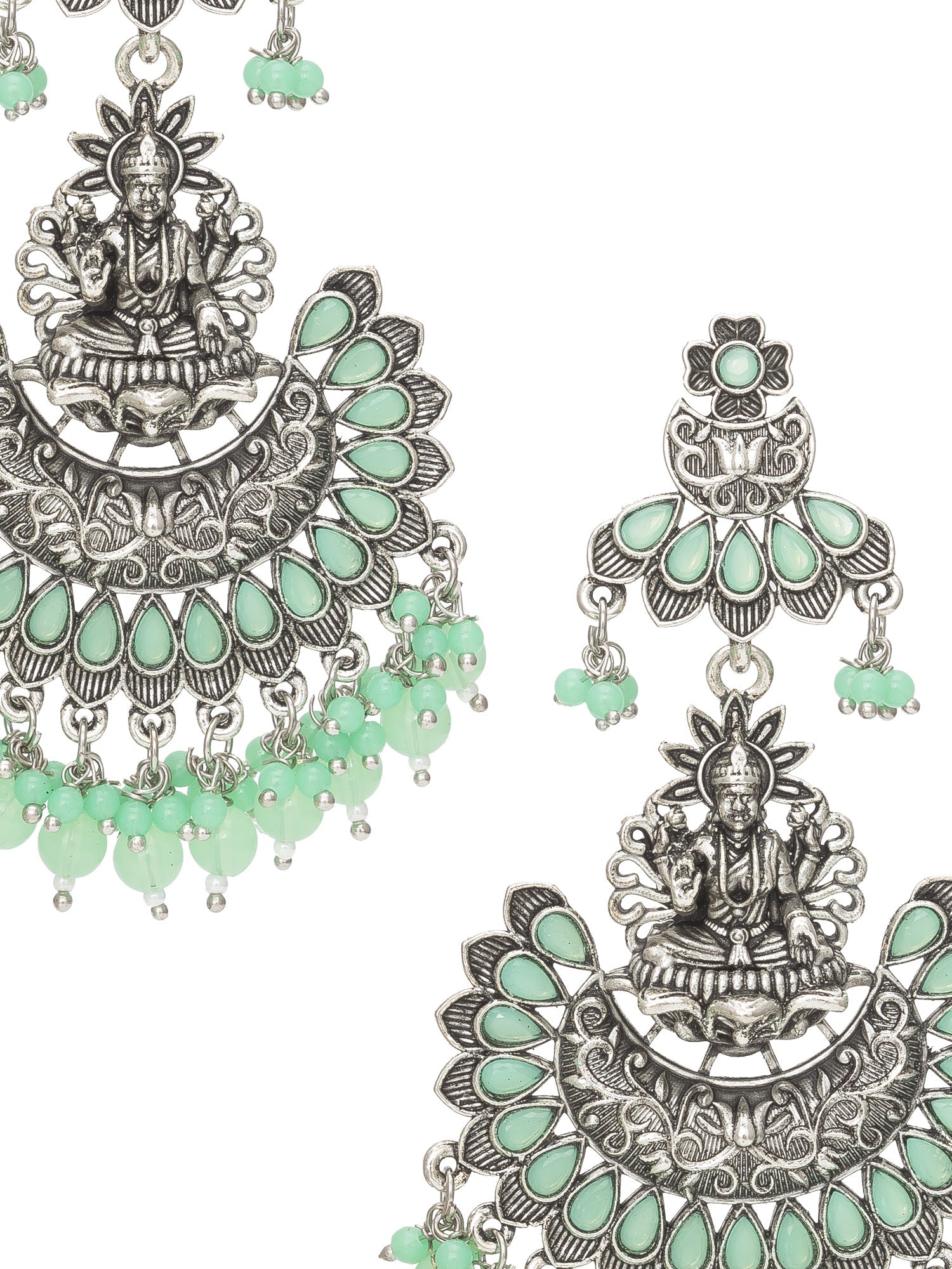 Oxidised Light Green Chandbali