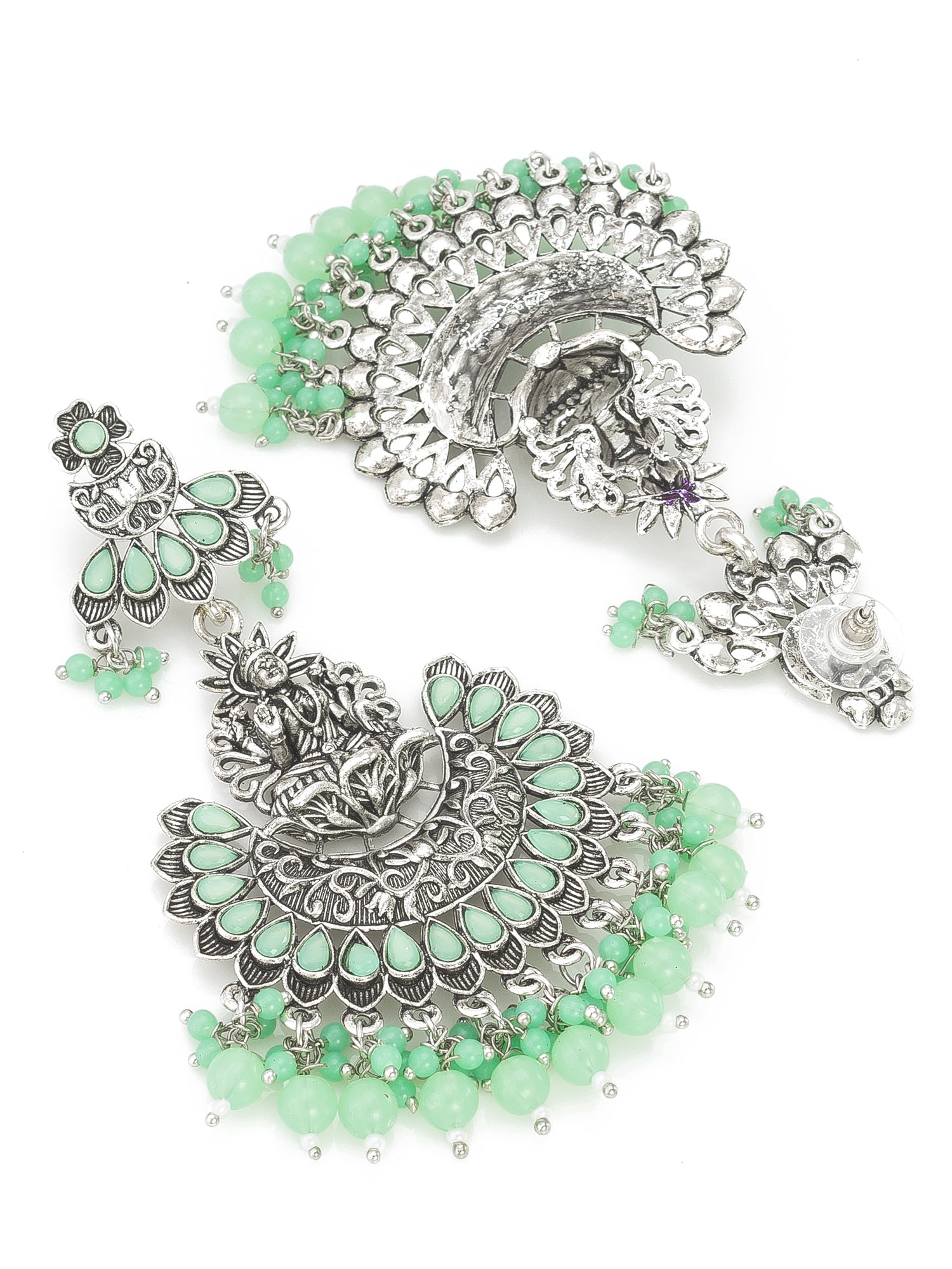 Oxidised Light Green Chandbali