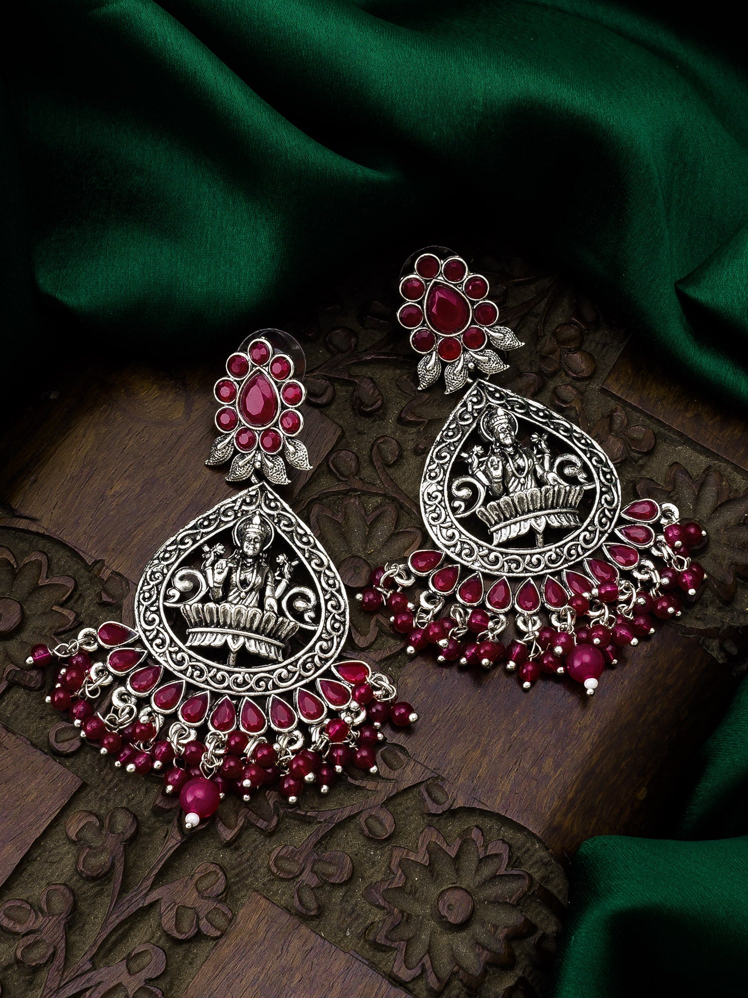 Oxidised Pink Chandbali