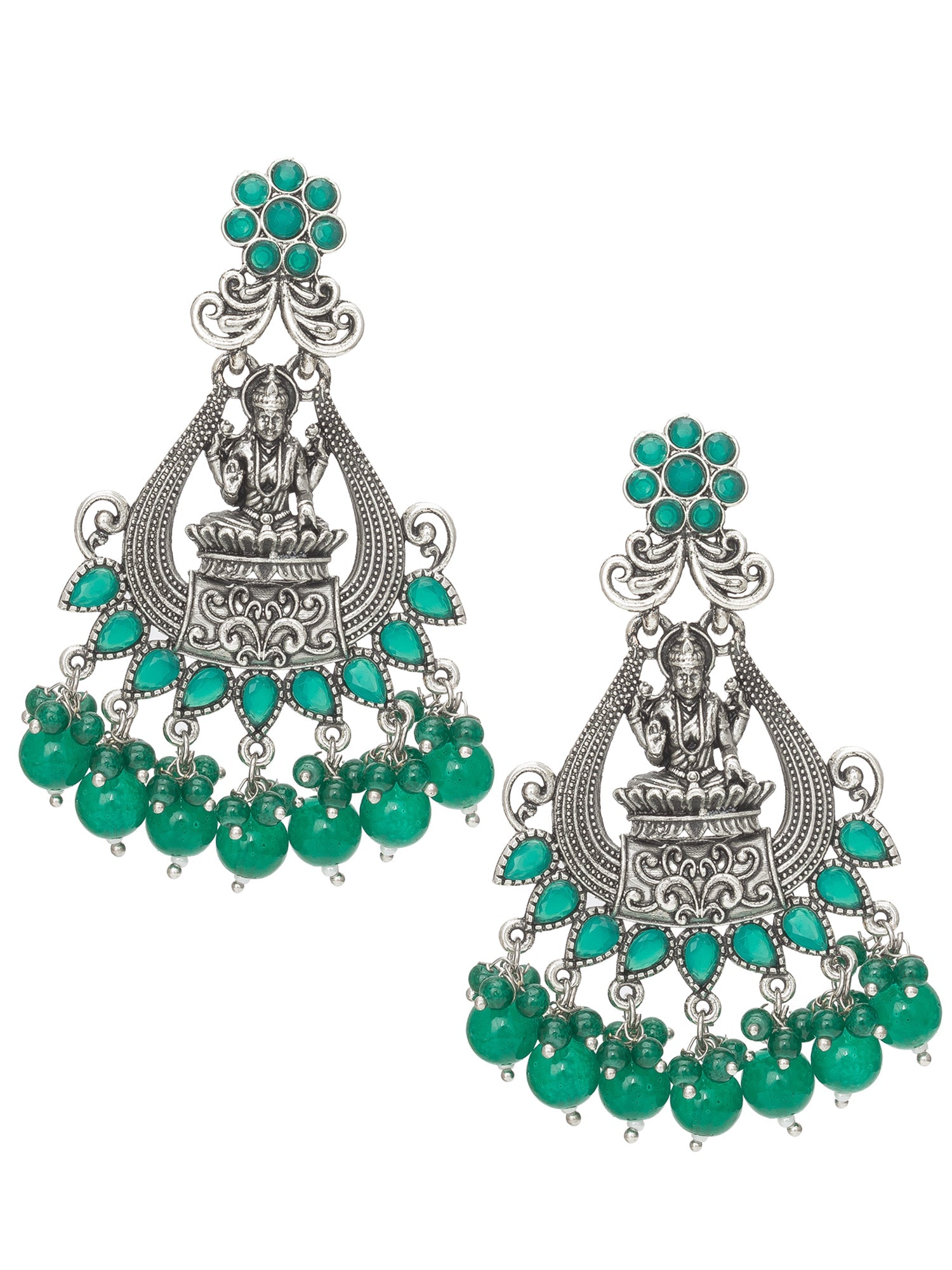 Oxidised Green Chandbali