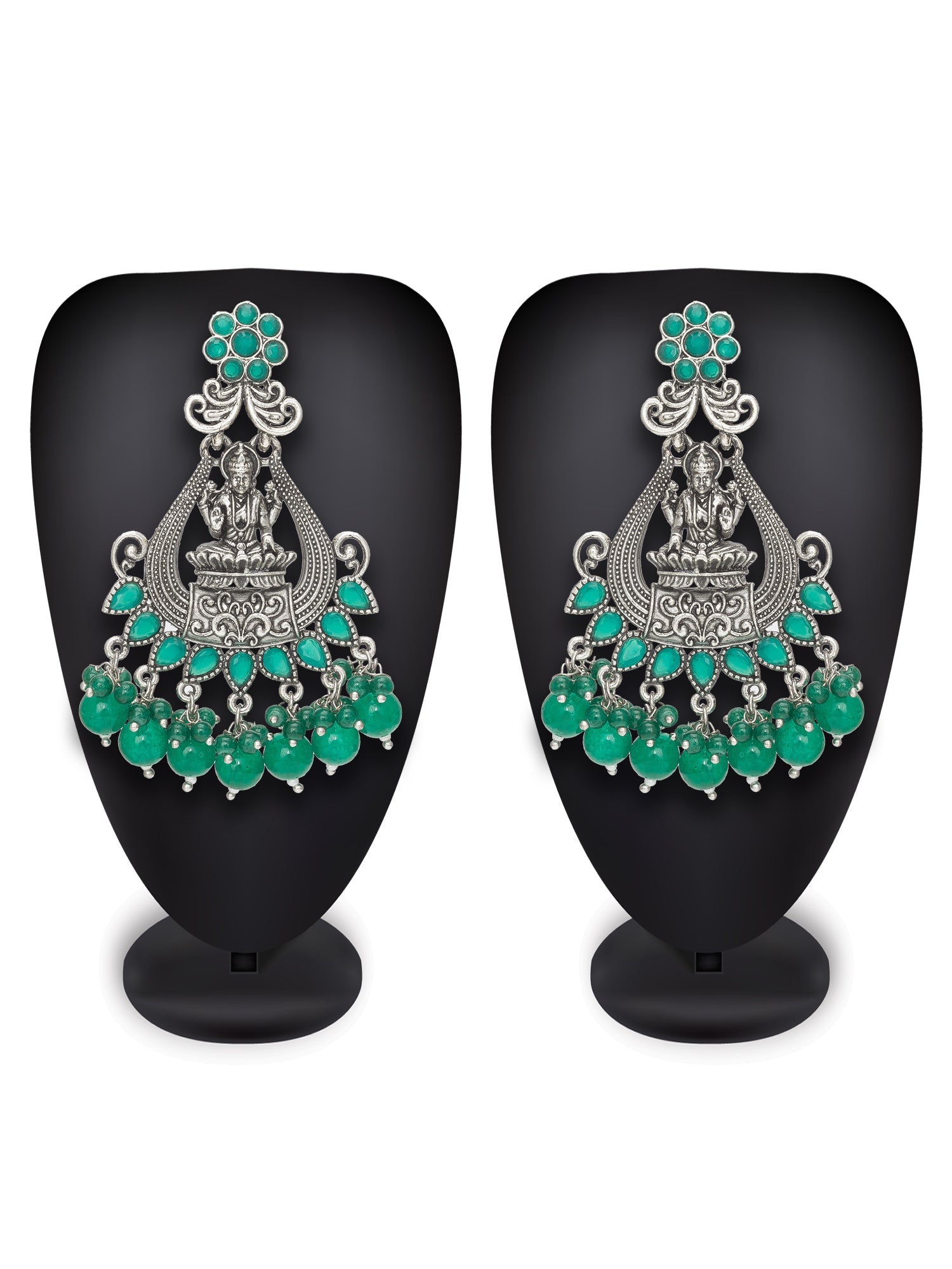 Oxidised Green Chandbali