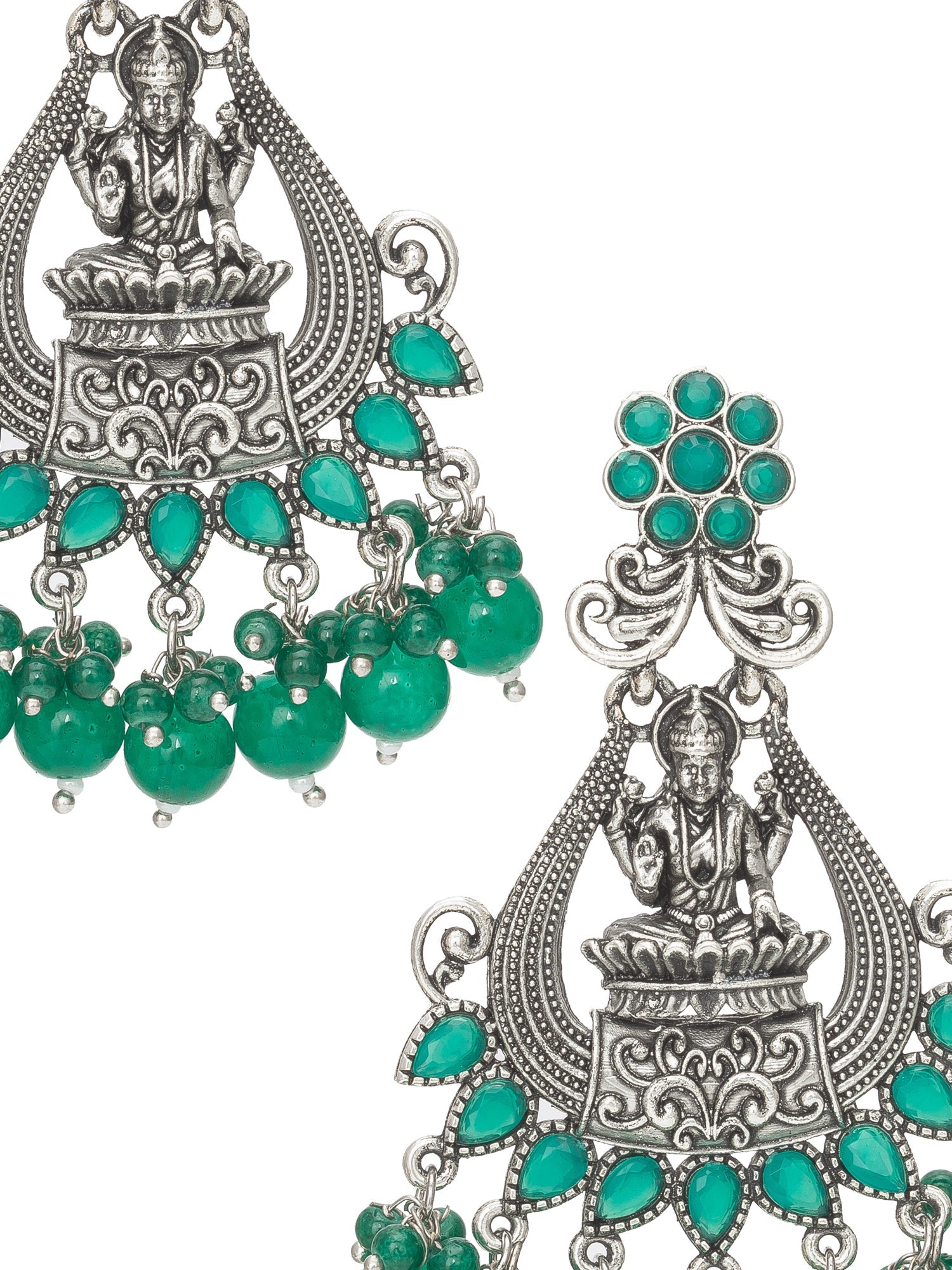 Oxidised Green Chandbali