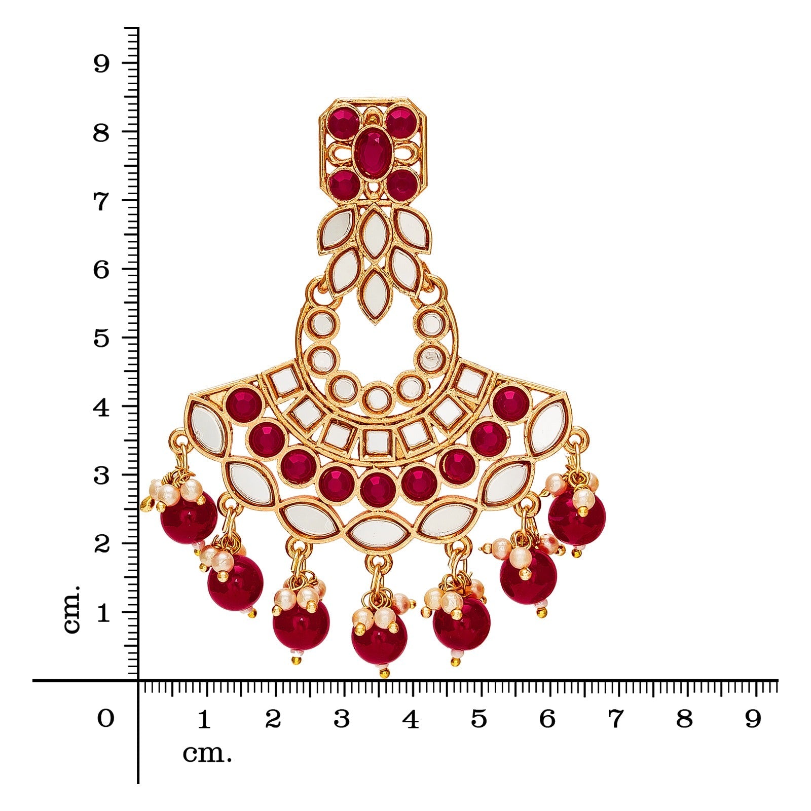 Meenakari Red Chandbali