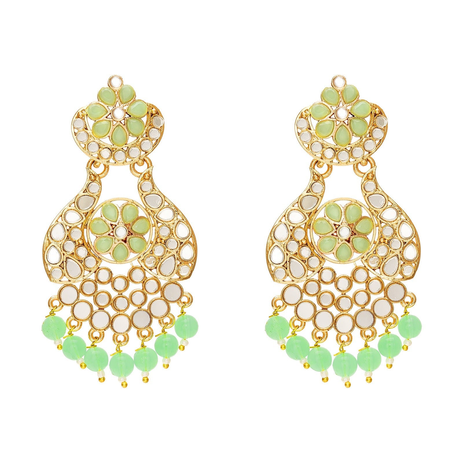 Meenakari Green Chandbali