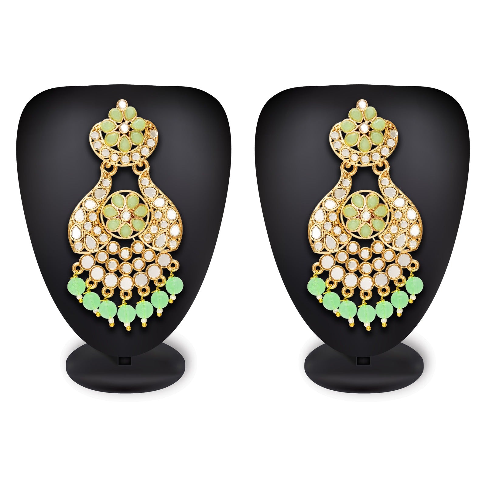 Meenakari Green Chandbali